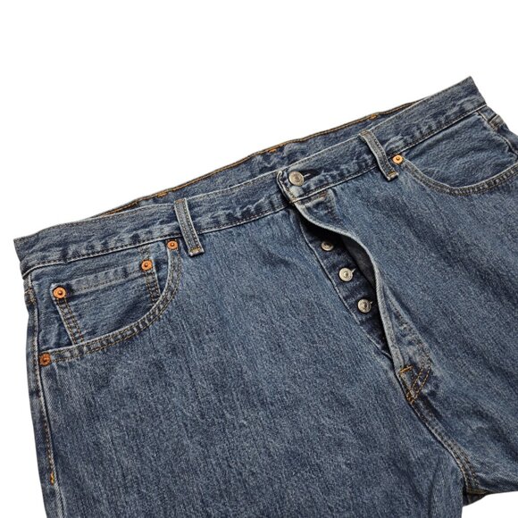 Levis 501 Jeans Mens 42 x 26 Blue Straight Button Fly Medium Wash High Rise - Picture 8 of 16